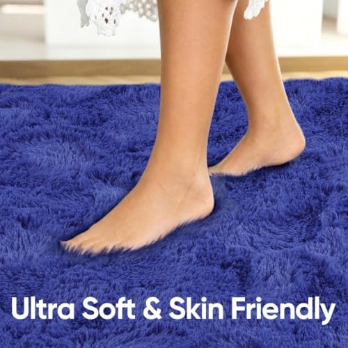 3x5 Royal Blue Fluffy Soft Area Rug Non-Slip for Bedroom Entryway - Image 5