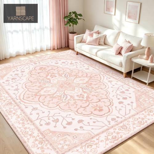 YARNSCAPE 6' x 9' Machine Washable Area Rug, Non-Slip Low-Pile Carpet - Image 5