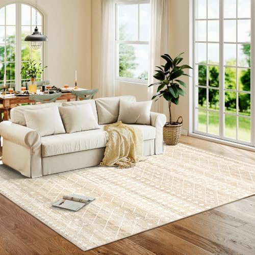 Miukiki 6x9 Area Rug Washable Non Slip Rug for Living Room Beige - Image 7