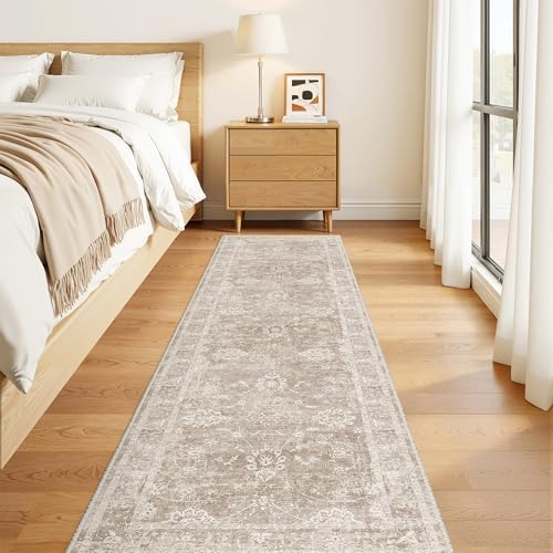 Madane Runner Rug 2x8 for Hallway, Kitchen Non-Slip Runner Rug Brown/Sand - Image 2