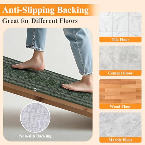 HEBE Faux Jute Kitchen Rugs Set of 2, Washable Kitchen Mats for Floor - Image 3