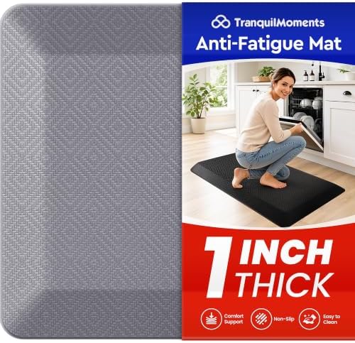 1" Extra Thick Anti Fatigue Kitchen Mats for Floor Standing Desk Mat, Grey by Unknown
