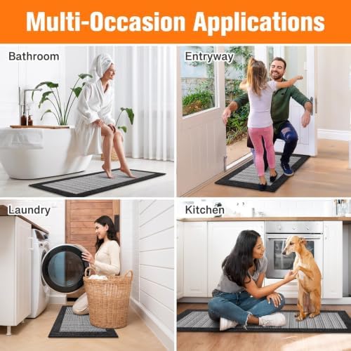 StepRite Kitchen Rugs 2 PCS, Kitchen Mats for Floor, 20"X32"+20"X47", Black - Image 7