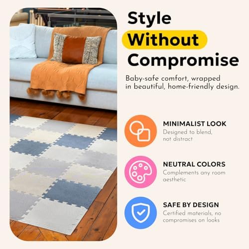 MioTetto Baby Play Mat, Comfortable Playtime Mat – Portable Foam Floor Tiles, Safe Baby mat for Floor for Crawling & Development, Soft Play mat for Babies, Stylish Interlocking Foam Tiles - Image 5
