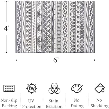 Outdoor Rug Carpet 4x6 ft, Flatweave Textured Outdoor Patio Rug Non Slip Indoor Outdoor Rugs with Rubber Particles Backing Boho Outdoor Area Rug for Patio Deck Front Porch Backyard Balcony, Navy - Image 2