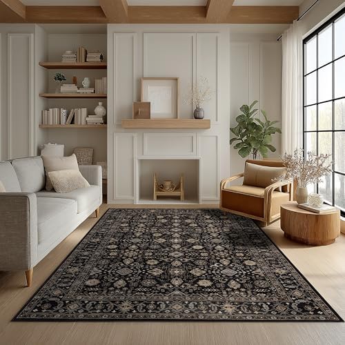Ruaruarug Washable Area Rug 4×6 for Living Room, Ultra Soft, Black Gold by Ruaruarug
