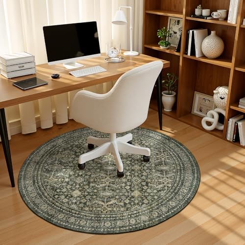 4ft Area Rugs for Living Room Bedroom, Green Washable Non-Slip Carpet - Image 4