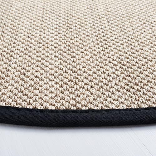 SAFAVIEH Natural Fiber Round Rug 3', Sisal Textured Marble & Black NF143A - Image 5