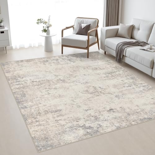 Area Rug Living Room: 4x4 Modern Washable Soft Carpet Brown Beige by FXRHLP