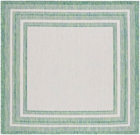 SAFAVIEH Washable Rug Outdoor Courtyard Collection - 5'3" Square, Ivory & Green, Non-Shedding & Easy Cleaning, Ideal for Patio, Backyard, Mudroom (CY8475-55712) by Unknown