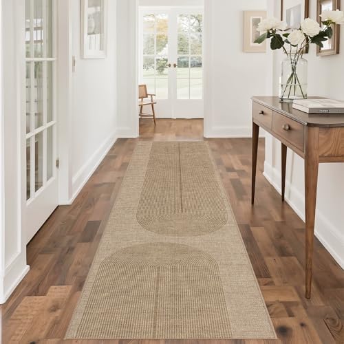 Easy Jute Rug for Pet Homes: 2.6x8 Outdoor Mat - Geometric Arch Pattern - Image 2