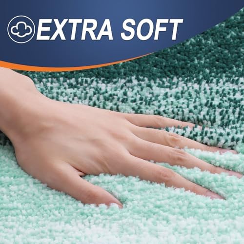 OLANLY Micorfiber Bathroom Rug Set 2 Piece, Soft Bath Mats, Blackish Green - Image 3