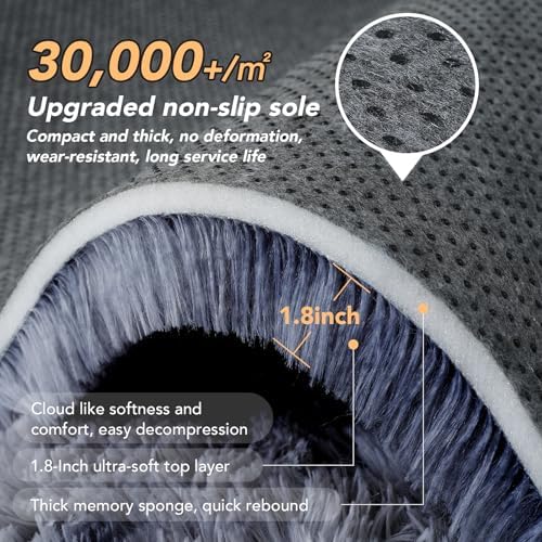 Topmaxcs 9x12 Shag Area Rug Grey: Tie-Dyed Dark Grey Living Room Rugs - Image 6