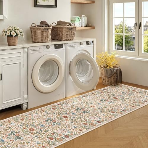 3x12 Floral Runner Rug for Kitchen Washable Hallway Runner Rug - Image 4