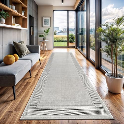 CAMILSON Easy Jute Rug 2x7, Indoor and Outdoor Off-White Runner Rug for Kitchen, Hallway and Entryway, Bordered Boho Woven Design, Easy-Cleaning, Washable Outside Carpet (2 x 7) by CAMILSONIndoorOutdoorAreaRugs