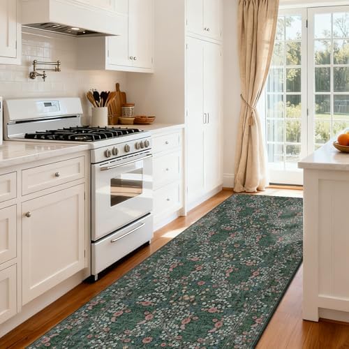 Washable 2' x 6' Runners for Hallways Soft Carpet (Green) - Image 2
