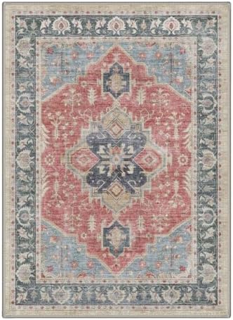 GENIMO 6x9 Outdoor Rug, Washable for Patio and Deck, Distressed Red - Image 2