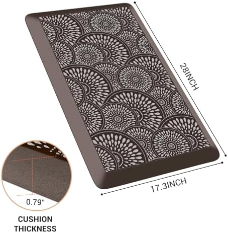 Mattitude 4/5 Inch Kitchen Mat, 17.3x28in Heavy Duty Ergonomic Comfort Foam Standing Desk Mat, Waterproof Non-Slip Standing Mats and Rugs for Kitchen, Office, Chocolate - Image 2