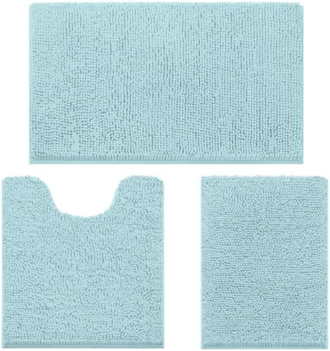 HOMEIDEAS Bathroom Rugs Set of 3, Super Soft Absorbent Chenille Bath Rugs by HOMEIDEAS