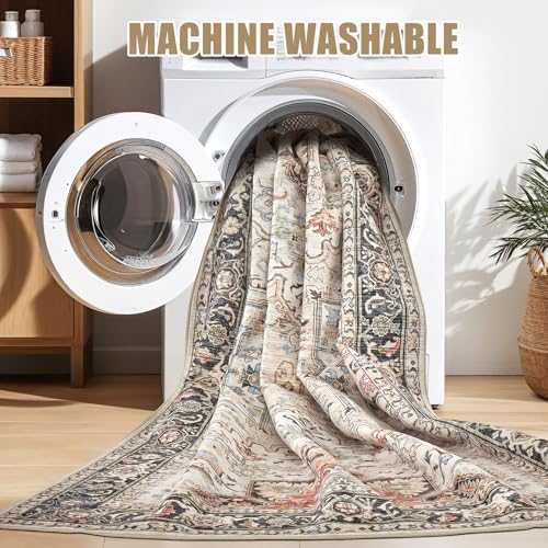 Vintage 8x10 Rugs for Living Room Washable Area Rug Multi Color - Image 4