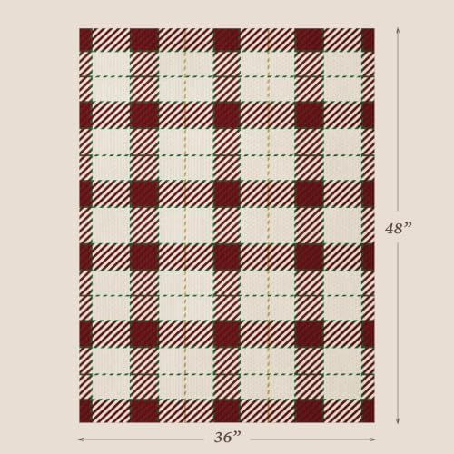 JTJ Easy Jute 3x4 Entryway Rug, Red & White Plaid, Washable - Image 2