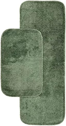 Garland Rug Traditional Nylon Washable Deep Fern 2 Bath Rugs (21" X 34", 22" X 60") - Soft, Absorbent, and Stylish for Your Bathroom by Garland+Rug