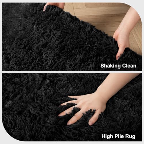 Shag Area Rugs for Bedroom Living Room,6X9 Ultra Soft Fluffy Area Rugs for Dorm,Indoor Carpet Plush Rugs for Living Room Home Decor, Black - Image 5