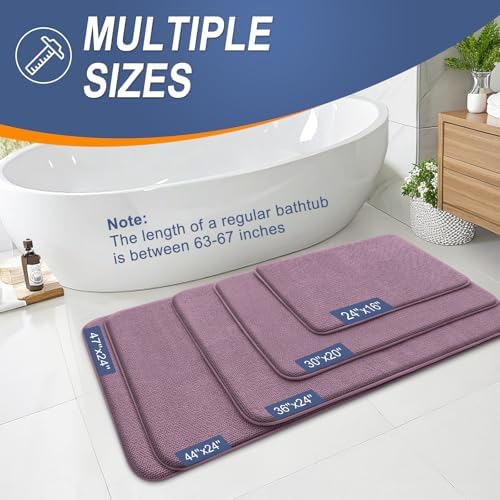 OLANLY Memory Foam Bathroom Runner Rug 44x24, Absorbent Long Mat, Deep Plum - Image 5