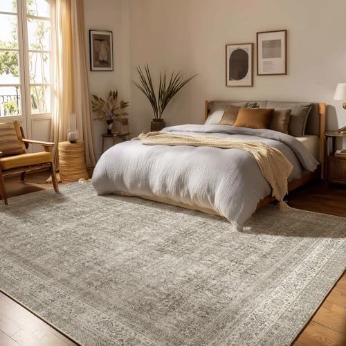 palohom 10x14 Area Rug Washable Rugs: Living Room Rug Stain Resistant Non Slip Low Pile Faux Wool Soft Large Area Rugs for Bedroom Farmhouse Dining Room Under Table Nursery Home Office Indoor - Image 4