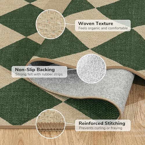 Lessymo Checkered 3x5 Outdoor Patio Rug, Washable Easy Jute for Entryway - Image 4
