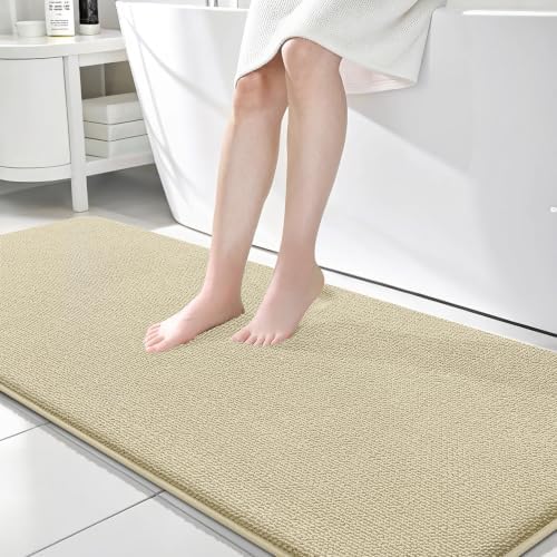 OLANLY Memory Foam Bathroom Runner Rug 70x24, Absorbent Long Bath Mat, Sand by OLANLY