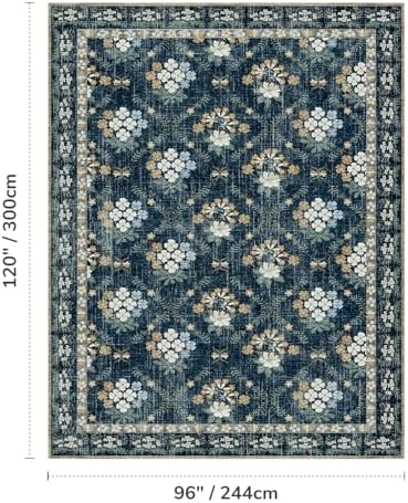 Lessymo 8 x 10 Area Rugs for Living Room,Large Washable Carpet Navy/Beige - Image 2