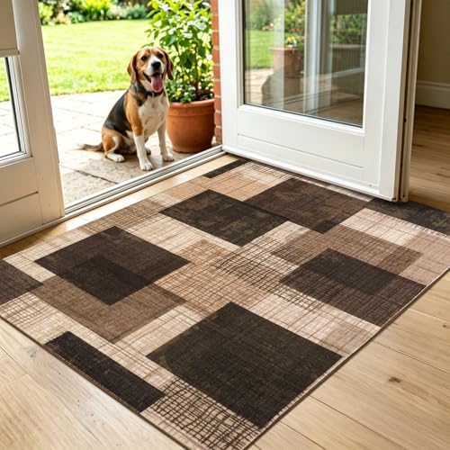 Washable 2x3 Entryway Rug, Throw Rugs with Rubber Backing, Chocolate - Image 3