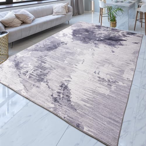 Area Rug 4x6 Light Grey Rug Washable Boho Rugs Non Slip Low Pile Abstract Small Carpet for Entryway, Bedroom, Kitchen, Classroom, Kids Room, Office, Dorm, Dining Room - Image 3