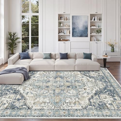 zesthome 10x12 Area Rugs for Living Room,Large Washable Rug,Blue by Zesthome