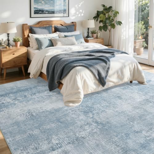 4x6 Ft Abstract Washable Area Rugs for Living Room Blue - Image 4