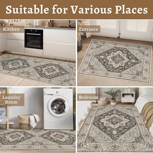 Tangsoo 2.6x10 Hallway Runner Rugs, Washable Non Slip Vintage Rug Runners - Image 7