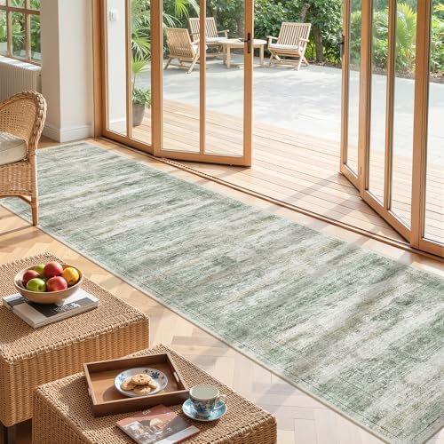 2x10 Runner Rug Non Slip,Washable Hallway Runner Rug,Green - Image 4