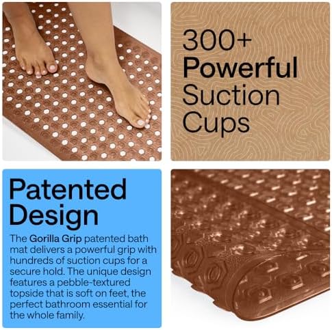 GORILLA GRIP Bath Tub Shower Mat, Bathtub Floor Liner, 35x16 Brown - Image 3
