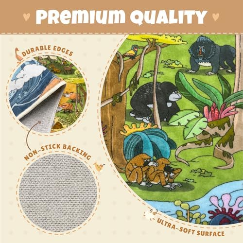 Large Kids Playroom Rug 8x10 – Desert Adventure Safari Animal Map Carpet with Lions, Elephants, Giraffes & Tribes – Educational Area Rug for Boys & Girls Bedroom, Classroom, or Reading Nook - Image 5