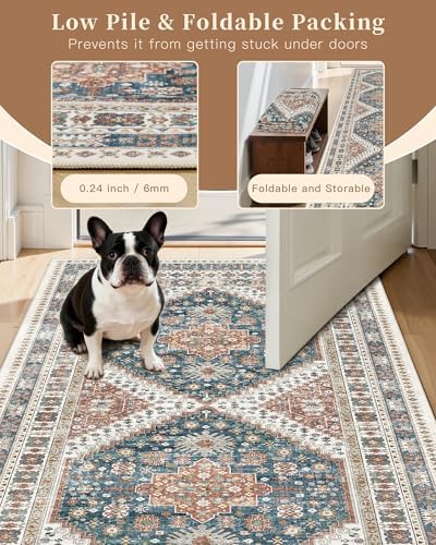Madane Washable Area Rug 2x3 Small Entryway Rugs Non-Slip, Navy Blue - Image 6