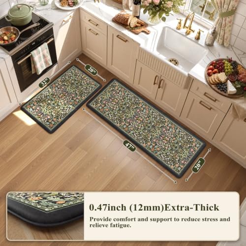 Collive Kitchen Rugs Sets of 2 Cushioned Anti Fatigue, 20"x47"+20"x32" - Image 2
