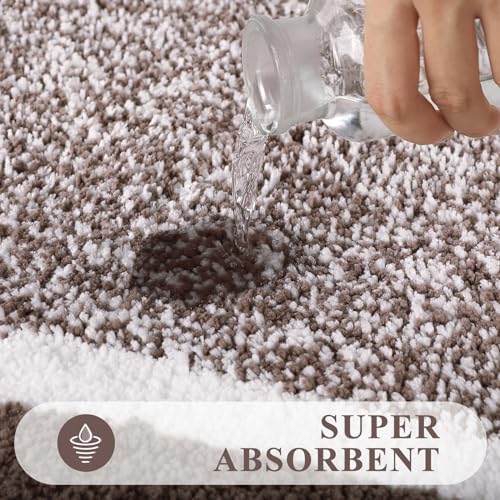 Pauwer Bathroom Rug Sets 3 Piece, Non Slip Washable Bath Mat, Coffee - Image 5