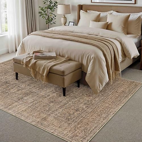 PureCozy Brown Area Rug 6x9 Vintage Retro Distressed - Image 3
