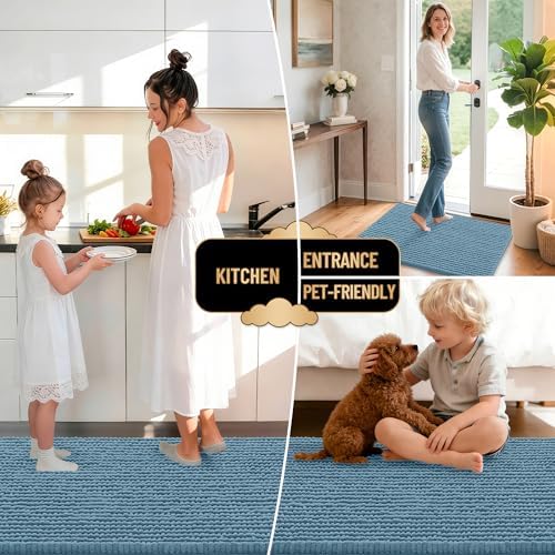 OLANLY Thick Chenille Large Bathroom Rugs Mats 44x32, Airy Blue - Image 6