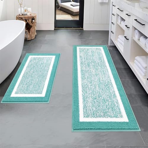 Pauwer Bathroom Rugs Sets 2 Piece, Non Slip Washable Bath Mat, Teal by Pauwer
