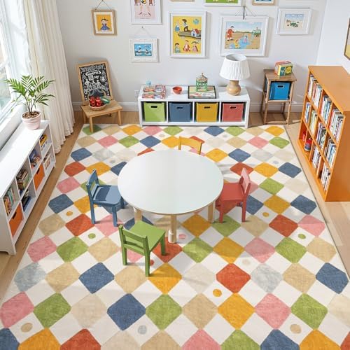 jinchan 8x10 Kids Playroom Rug Washable Colorful Classroom Nursery Play Mat - Image 4