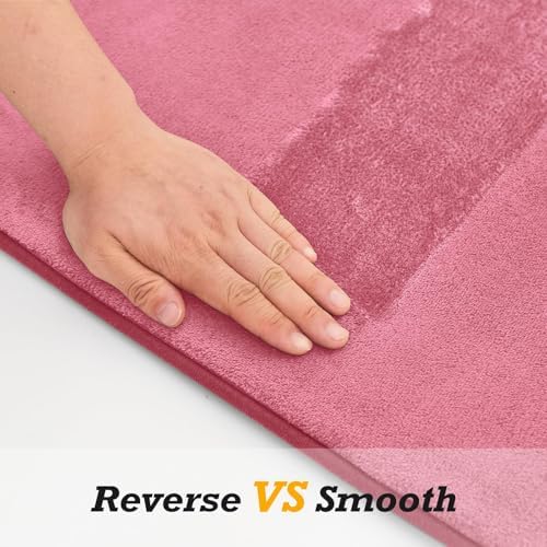 HUXMEYSON Bathroom Rugs Sets 3 Piece, Non-Slip & Quick Dry Bath Mat Set, Ultra Soft Velvet Bath Rugs for Bathroom, Toilet and Shower Floor, Pink - Image 3