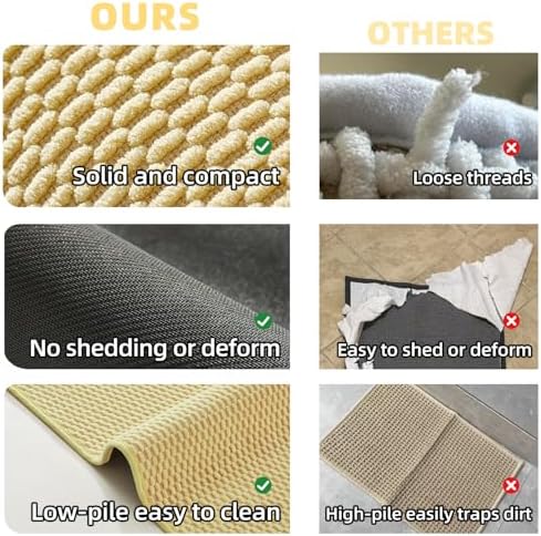 TYUU Bathroom Rugs Non Slip Washable, Super Absorbent Thin Bath Mat Small Quick Dry Low Pile Bathroom Rug, Yellow 20"x30" - Image 6