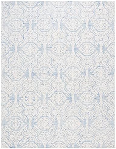 SAFAVIEH Blossom Collection Area Rug - 9' x 12', Blue & Ivory, Handmade Wool, Ideal for High Traffic Areas in Living Room, Bedroom (BLM112M) - Image 2